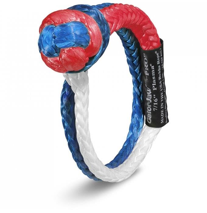 Bubba Rope Gator-Jaw Pro Synthetic Soft Shackle - Made in The USA (52,300LB Breaking Strength 7/16 Red, White & Blue)
